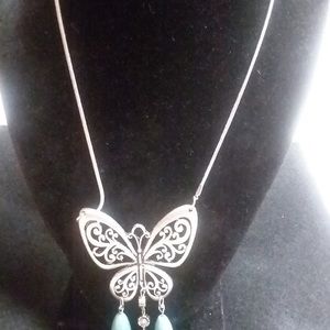 Silver tone and turquoise necklace